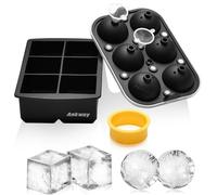 Ankway Bacs à Glaçons Lot de 2, Ensemble de Moules à Glaçons en Silicone, Machine à Glaçons Sphérique avec Couvercle pour Congélateur, Whisky, Cocktail, Démoulage Facile et Réutilisable, sans BPA