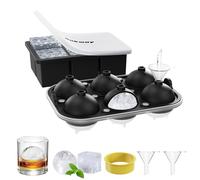 Ankway Lot de 2 4,8cm Bac a Glacon en Silicone, Grand Glacons à Moule Carré et Rond, 6 Compartiments avec Entonnoir Sans BPA, pour Whisky, Cocktails, Aliments Pour Bébé, Fruits