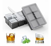 Ankway Lot de 2 grands bacs à glaçons en silicone avec couvercle pour 12 glaçons de 5 cm, sans BPA, empilables pour whisky, cocktail