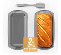 Ankway Moule en silicone pour pain rectangulaire avec grattoir à pâte, lot de 2 moules antiadhésifs en silicone pour gâteaux et pains, 28 x 14,3 x 6,3 cm, gris