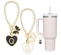 ANLABESY Lot de 2 breloques initiales papillon pour tasse Stanley - Breloques avec poignée d'identification pour gobelet