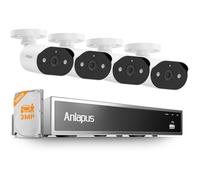 Anlapus 3MP Kit Caméra de Surveillance PoE, 8CH 5MP 500GB NVR avec 4 Caméra Extérieure IP PoE, Détection IA Alerte Instantanée