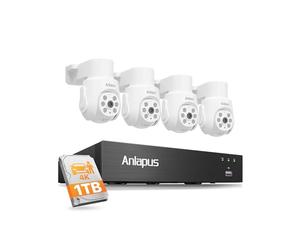 Anlapus 4K PTZ Kit Caméra Surveillance avec Fil Extérieure DVR 1TB 8CH 8MP