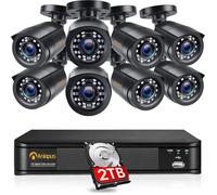 Anlapus H.265+ 8CH 1080P 2TB Kit Caméra de Surveillance Extérieure DVR Enregistreur Alerte Instantanée Accès à Distance