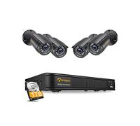 Anlapus H.265+ Kit 4 Caméra de Surveillance Extérieure 2MP Full HD 1080P, DVR 8CH, Détection IA Personnes & Véhicules, Alerte Instantanée & APP Gratuite, HDD 1To pour Surveillance Domestique 24/7