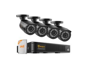 Anlapus H.265+ Kit 4 Caméra de Surveillance Extérieure 2MP Full HD 1080P, DVR 8CH, Détection IA Personnes & Véhicules, Alerte Instantanée & APP Gratuite, sans HDD pour Surveillance Domestique 24/7