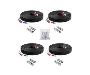 Anlapus PACK de 4PCS 60FT 18M HD/AHD/TVI Tout-En-Un Câble BNC Vidéo pour Caméra de Surveillance Vidéos de 960H à 4K Résolution