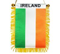 Anley 10,2 x 15,2 cm Irlande Drapeau à suspendre pour fenêtre à franges - Mini bannière de drapeau et décoration de rétroviseur de voiture - Drapeau à suspendre irlandais à franges avec ventouse