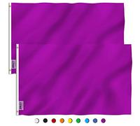 Anley 2 pièces Fly Breeze 3x5 Pieds Drapeau Violet uni-Couleur vive et résistance à la décoloration-tête en Toile et Double Couture-Polyester Drapeau Violet uni avec boutonnière en Laiton