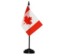 Anley Canada Ensemble de Drapeaux de Bureau de Luxe - Drapeau Canadien Miniature de Bureau de 6 x 4 Pouces avec Poteau Solide de 12 "- Couleur vive et résistant à la décoloration