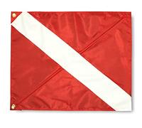 Anley Diver Down Drapeau d'avertissement avec mât de raidissement Amovible 50,8 x 61 cm - Drapeaux de plongée Rouge et Blanc pour la plongée sous-Marine, la Chasse sous-Marine, l'apnée