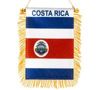 Anley Drapeau à suspendre pour fenêtre à franges du Costa Rica 10,2x15,2 cm-Mini bannière de drapeau et décoration de rétroviseur de voiture-Drapeau à suspendre du Costa Rica à franges avec ventouse