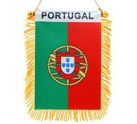 Anley Drapeau à suspendre pour fenêtre à franges Portugal 10,2 x 15,2 cm - Mini bannière de drapeau et décoration de rétroviseur de voiture - Drapeau à suspendre portugais avec ventouse