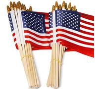 Anley Drapeau bâton des États-Unis, Mini Drapeau américain de 10 x 15 cm (4 x 6 Pouces) avec mât en Bois de 9 po - Couleurs Vives et résistant à la décoloration