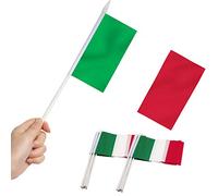 Anley Drapeau de bâton d'Italie, Mini Drapeau Italien à Main 5x8 Pouces (12 X 20 cm) avec Poteau Solide Blanc de 12 "(30 cm) - Couleur vive et résistant à la décoloration