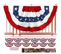 Anley Drapeau de Ventilateur plissé américain, 3 x 6 Pieds Drapeaux de banderoles américaines Étoiles et Rayures patriotiques -Bannière Demi-Ventilateur des États-Unis 3 x 6 Pieds