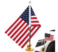 Anley Drapeau de Voiture et mât de Drapeau américain avec Support à Ventouse - Mât de Drapeau extérieur à Ventouse pour Voiture, Camion, Bateau et véhicule avec Drapeau américain (Lot de 1)