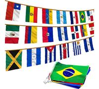 Anley Drapeaux à cordes d'Amérique latine de 23 pays - Assortiment de bannières de drapeaux latino pour le patrimoine hispanique, les conférences, les fêtes, les bars sportifs - 26 m 23 drapeaux