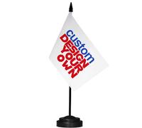 Anley Ensemble de Drapeaux de Bureau personnalisés - Drapeau de Bureau personnalisé avec mât Solide de 12 po et Base Noire - Drapeaux de Table à Mini bannière personnalisés - 5 x 8 po Simple Face