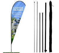 Anley Ensemble de mâts de drapeau en forme de goutte d'eau-Ensemble de mâts de assemblés avec sac de transport-Compatible avec les drapeaux en plumes de 3,5x3 m (non inclus)-Mât de drapeau uniquement