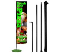 Anley Ensemble de mâts de drapeau rectangulaires plumes-Ensemble de mâts de bannière avec sac de transport-Compatible avec les drapeaux en plumes de 0,6x1,8 m (non inclus)-Mât de drapeau uniquement