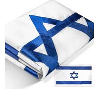 Anley EverStrong Series Drapeau d'Israël 0,9 x 1,5 m en nylon robuste - Rayures brodées et cousues - 4 rangées de coutures - Drapeaux nationaux israéliens avec œillets en laiton 0,9 x 1,5 m