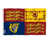 Anley Fly Breeze 0,9 x 1,5 m Royaume-Uni Drapeau Royal Standard - Drapeaux britanniques Royaume-Uni Angleterre Grande-Bretagne Reine Elizabeth II Polyester avec œillets en laiton 0,9 x 1,5 m