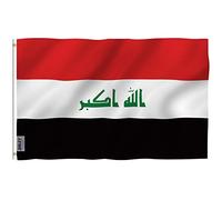 ANLEY Fly Breeze 3 x 5 pieds drapeau Irak - couleur vive et résistant à la décoloration UV - en-tête et double couture - drapeaux de la République d'Irak Polyester avec oeillets