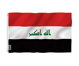 ANLEY Fly Breeze 3 x 5 pieds drapeau Irak - couleur vive et résistant à la décoloration UV - en-tête et double couture - drapeaux de la République d'Irak Polyester avec oeillets