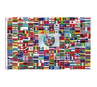 ANLEY Fly Breeze 3x5 Feet Global World Flag - Couleurs vives et résistantes à la décoloration - En-tête en toile et double couture - 216 drapeaux de pays internationaux Polyester avec œillets