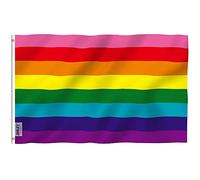 Anley Fly Breeze 3x5 Foot Original 8 Stripe Rainbow Flag - Couleurs vives et résistant à la décoloration - En-tête de toile et double couture - Drapeaux LGBT Gay historiques en polyester