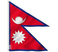 Anley Fly Breeze 3x5 Pi Drapeau du Népal à tête Blanche-Couleur Vive Résistante aux UV-Tête en Toile/Double Couture-Drapeau Népalais à tête Blanche Polyester œillets en Laiton 3X5Pi.