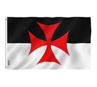 Anley Fly Breeze 3x5Pi Drapeau de Bataille des Templiers-Couleur Vive Résistant aux UV-Tête en Toile/Double Couture-Drapeau de l'Église Catholique Romaine Polyester œillet en Laiton 3x5Pi