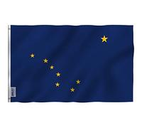 Anley Fly Breeze 3x5Pi Drapeau de l'Etat d'Alaska-Couleur Vive Résiste aux UV-Entête en Toile/Double Couture-Drapeau de l'Alaska AK en Polyester, œillet en Laiton 3X5Pi