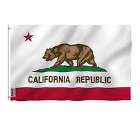 Anley Fly Breeze 3x5Pi Drapeau de l'Etat de Californie-Couleur Vive Résistant aux UV-Tête en Toile/Double Couture-Drapeau Calif. Ca Polyester œillet en Laiton 3x5Pi