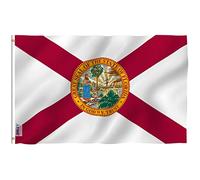Anley Fly Breeze 3x5Pi Drapeau de l'Etat de Floride-Couleur Vive Résistant aux UV-Tête en Toile/Double Couture-Drapeau de l'Etat FL Polyester œillet en Laiton 3x5Pi