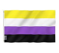 ANLEY Fly Breeze 3x5Pi Drapeau Pride Non-Binaire-Couleur Vive Résiste à la Décoloration-Double Couture-NB Drapeau d'Identité Genre Fierté en Polyester œillets en Laiton 3X5Pi