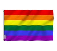 Anley Fly Breeze 3x5Pi Drapeau Rainbow USA Vive Résiste aux UV-Entête en Toile/Double Couture-Banderoles de La Fierté Gaie en Polyester, œillet en Laiton 3x5Pi