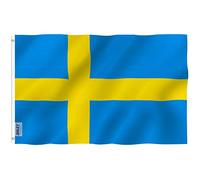 Anley Fly Breeze 3x5Pi Drapeau Suède Vive Résiste aux UV-Entête en Toile/Double Couture-Banderoles Suèdois en Polyester, œillet en Laiton 3x5Pi