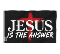 Anley Fly Breeze Drapeau Jesus Is the Answer 3x5 Ft - En-tête en Toile et Double Couture - Drapeau Chrétien en Polyester avec Œillets en Laiton
