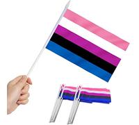 Anley Genderfluid Lot de 12 mini drapeaux - Petits drapeaux miniatures arc-en-ciel LGBT sur bâton - Résistant à la décoloration - 12,7x20,3 cm avec mât solide et pointe en forme de lance