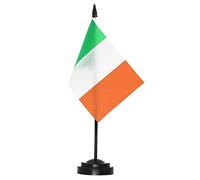 ANLEY Ireland Ensemble de drapeaux de bureau de luxe - Drapeau irlandais miniature de bureau 6 x 4 pouces avec mât solide de 12 "- Couleurs vives et résistant à la décoloration - Base noire