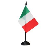 ANLEY Italy Ensemble de drapeaux de bureau de luxe - Drapeau de bureau italien miniature de 6 x 4 pouces avec mât solide de 12 "- Couleurs vives et résistant à la décoloration - Base noire