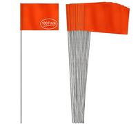 Anley Lot de 100 drapeaux de marquage en vinyle 4" X 5" avec poteau en acier de 38,1 cm pour l'industrie,les services publics souterrains, les égouts et l'arpentage (100 pièces, orange)