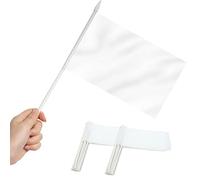 Anley Lot de 12 mini drapeaux blancs - Petits drapeaux miniatures blancs solides sur bâton- 12,7 x 20,3 cm avec mât solide et pointe en forme de lance