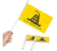 Anley Lot de 12 mini drapeaux Don't Tread on Me - Petits drapeaux miniatures Gadsden sur bâton - 12,7 x 20,3 cm avec mât solide et pointe en forme de lance