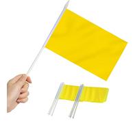 Anley Lot de 12 mini drapeaux jaunes - Petits drapeaux miniatures vierges jaunes solides sur bâton- 12,7 x 20,3 cm avec mât solide et pointe en forme de lance