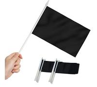 Anley Lot de 12 Mini Drapeaux Noirs - Petits Drapeaux Miniatures Vierges Noirs Solides sur bâton- 12,7 x 20,3 cm avec mât Solide et Pointe en Forme de Lance