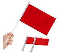 Anley Lot de 12 mini drapeaux rouges - Petits drapeaux miniatures vierges rouges solides sur bâton- 12,7 x 20,3 cm avec mât solide et pointe en forme de lance
