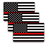 ANLEY Lot de 3 autocollants de drapeau américain avec ligne rouge fine de 12,7 x 7,6 cm - Autocollants de voiture à rayures réfléchissantes noires, blanches et rouges(lot de 3)